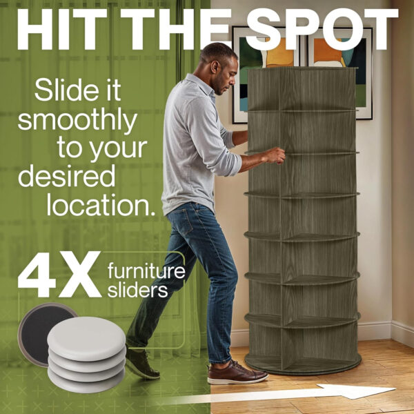 LOFT + IVY 7 Tier Rotating Shoe Rack Tower – 360° Spinning Storage Organizer, Modern Round Shoe Carousel for Closet, Entryway, Bedroom – Space Saving Rotating Lazy Susan Storage Tower