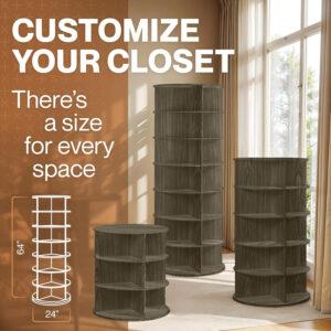 LOFT + IVY 7 Tier Rotating Shoe Rack Tower – 360° Spinning Storage Organizer, Modern Round Shoe Carousel for Closet, Entryway, Bedroom – Space Saving Rotating Lazy Susan Storage Tower