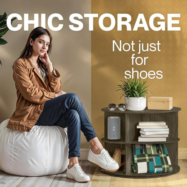 LOFT + IVY 7 Tier Rotating Shoe Rack Tower – 360° Spinning Storage Organizer, Modern Round Shoe Carousel for Closet, Entryway, Bedroom – Space Saving Rotating Lazy Susan Storage Tower