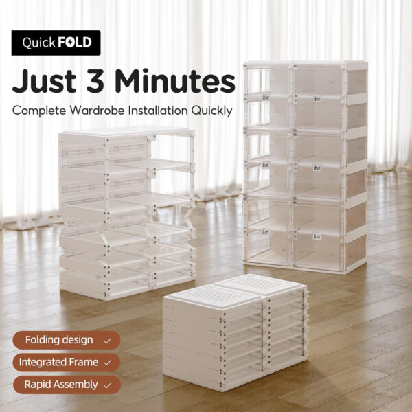 Foldable Shoe Rack,Shoe Organizers for Closet Plastic Shoe Storage Box Space Saving for Entryway, Large Sturdy Stackable Sneaker Cabinet Bins with Magnetic Clear Door 10 Tiers 20 Pairs