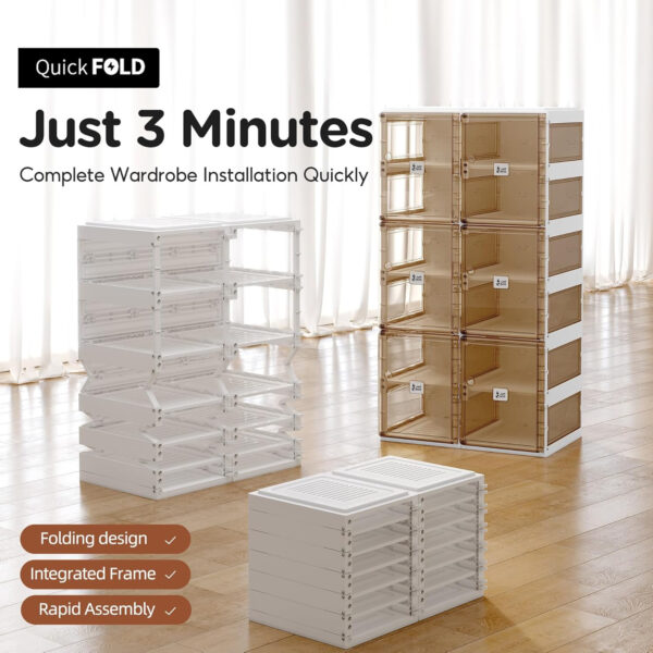 Foldable Shoe Rack,Shoe Organizers for Closet Plastic Shoe Storage Box Space Saving for Entryway, Large Sturdy Stackable Sneaker Cabinet Bins with Magnetic Clear Door 10 Tiers 20 Pairs