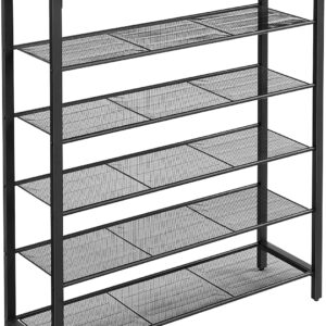 VASAGLE 8 Tier Shoe Rack, Shoe Organizer for Closet, Entryway, 32-40 Pairs of Shoes, Large Shoe Rack Organizer with 7 Metal Mesh Shelves, 11.8 x 39.4 x 59.8 Inches, Rustic Brown and Black ULBS012B01