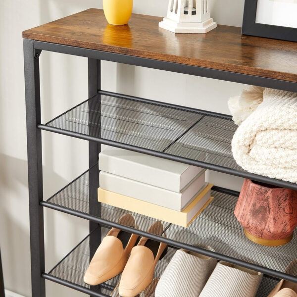 VASAGLE 8 Tier Shoe Rack, Shoe Organizer for Closet, Entryway, 32-40 Pairs of Shoes, Large Shoe Rack Organizer with 7 Metal Mesh Shelves, 11.8 x 39.4 x 59.8 Inches, Rustic Brown and Black ULBS012B01