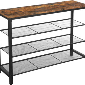 VASAGLE 8 Tier Shoe Rack, Shoe Organizer for Closet, Entryway, 32-40 Pairs of Shoes, Large Shoe Rack Organizer with 7 Metal Mesh Shelves, 11.8 x 39.4 x 59.8 Inches, Rustic Brown and Black ULBS012B01