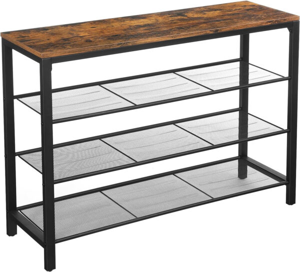 VASAGLE 8 Tier Shoe Rack, Shoe Organizer for Closet, Entryway, 32-40 Pairs of Shoes, Large Shoe Rack Organizer with 7 Metal Mesh Shelves, 11.8 x 39.4 x 59.8 Inches, Rustic Brown and Black ULBS012B01