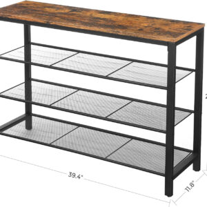 VASAGLE 8 Tier Shoe Rack, Shoe Organizer for Closet, Entryway, 32-40 Pairs of Shoes, Large Shoe Rack Organizer with 7 Metal Mesh Shelves, 11.8 x 39.4 x 59.8 Inches, Rustic Brown and Black ULBS012B01