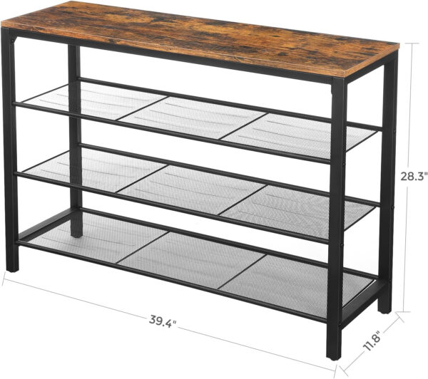 VASAGLE 8 Tier Shoe Rack, Shoe Organizer for Closet, Entryway, 32-40 Pairs of Shoes, Large Shoe Rack Organizer with 7 Metal Mesh Shelves, 11.8 x 39.4 x 59.8 Inches, Rustic Brown and Black ULBS012B01