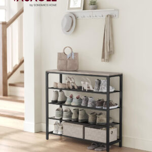 VASAGLE 8 Tier Shoe Rack, Shoe Organizer for Closet, Entryway, 32-40 Pairs of Shoes, Large Shoe Rack Organizer with 7 Metal Mesh Shelves, 11.8 x 39.4 x 59.8 Inches, Rustic Brown and Black ULBS012B01