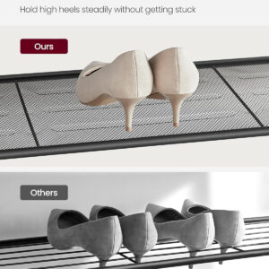 VASAGLE 8 Tier Shoe Rack, Shoe Organizer for Closet, Entryway, 32-40 Pairs of Shoes, Large Shoe Rack Organizer with 7 Metal Mesh Shelves, 11.8 x 39.4 x 59.8 Inches, Rustic Brown and Black ULBS012B01