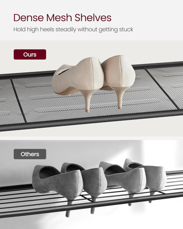 VASAGLE 8 Tier Shoe Rack, Shoe Organizer for Closet, Entryway, 32-40 Pairs of Shoes, Large Shoe Rack Organizer with 7 Metal Mesh Shelves, 11.8 x 39.4 x 59.8 Inches, Rustic Brown and Black ULBS012B01