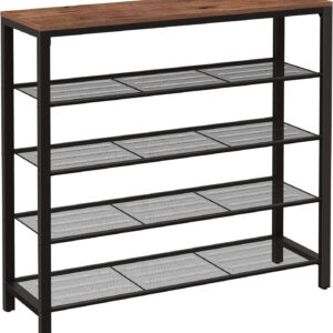 VASAGLE 8 Tier Shoe Rack, Shoe Organizer for Closet, Entryway, 32-40 Pairs of Shoes, Large Shoe Rack Organizer with 7 Metal Mesh Shelves, 11.8 x 39.4 x 59.8 Inches, Rustic Brown and Black ULBS012B01