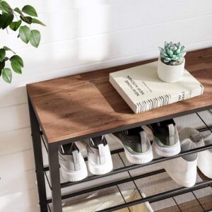 VASAGLE 8 Tier Shoe Rack, Shoe Organizer for Closet, Entryway, 32-40 Pairs of Shoes, Large Shoe Rack Organizer with 7 Metal Mesh Shelves, 11.8 x 39.4 x 59.8 Inches, Rustic Brown and Black ULBS012B01