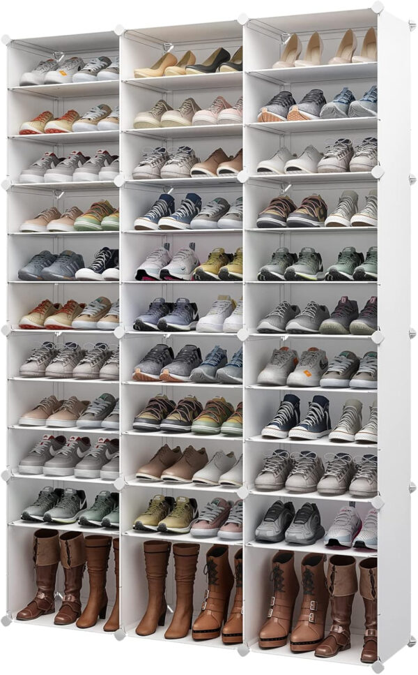 MAGINELS 72 Pairs Shoe Rack Organizer,Shoes Storage Cabinet,Shoe Closet Storage Organizer System,Large Tall Shoes Shelves for Living Room,Closet,Bedroom,Hallway, White(48x12x72in)