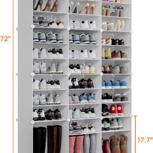 MAGINELS 72 Pairs Shoe Rack Organizer,Shoes Storage Cabinet,Shoe Closet Storage Organizer System,Large Tall Shoes Shelves for Living Room,Closet,Bedroom,Hallway, White(48x12x72in)