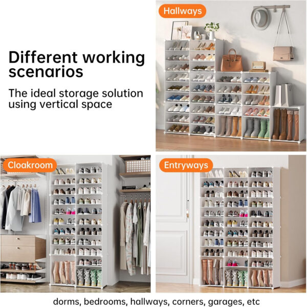 MAGINELS 72 Pairs Shoe Rack Organizer,Shoes Storage Cabinet,Shoe Closet Storage Organizer System,Large Tall Shoes Shelves for Living Room,Closet,Bedroom,Hallway, White(48x12x72in)