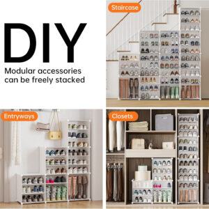 MAGINELS 72 Pairs Shoe Rack Organizer,Shoes Storage Cabinet,Shoe Closet Storage Organizer System,Large Tall Shoes Shelves for Living Room,Closet,Bedroom,Hallway, White(48x12x72in)