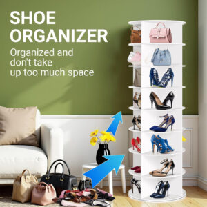 6887b9f29c3ff16b428a0ebc14bb44bf9b77cb1453e057101ee0c.jpg Rotating Shoe Rack Tower, 8 Tier 360° Spinning Shoe Organizer Rotating Shelf, Space-Saving Large Capacity Storage Shoe Rack Carousel for Entryway, Closet & Bedroom
