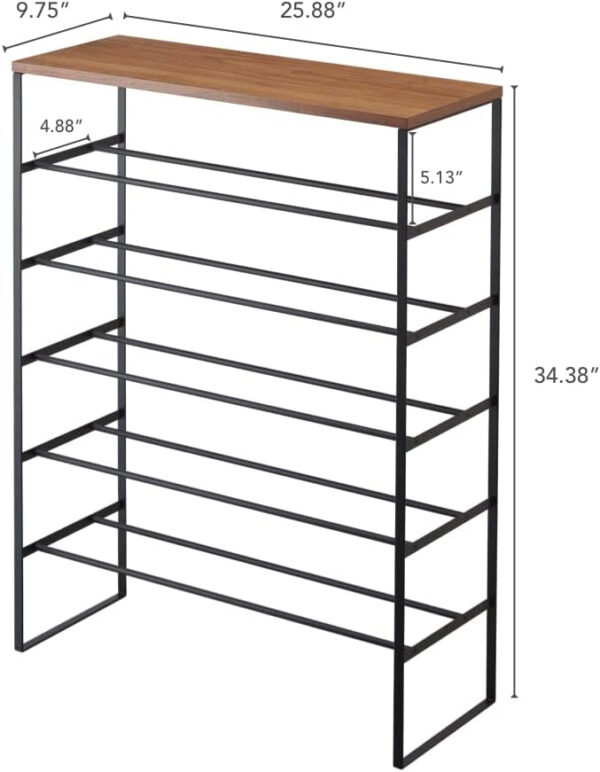 6887ba7a96012699813f94febfffca9e92974c6d888042020c0a4.jpg Yamazaki Home 6 Tier Wood Top Shoe Rack Steel One Size Black
