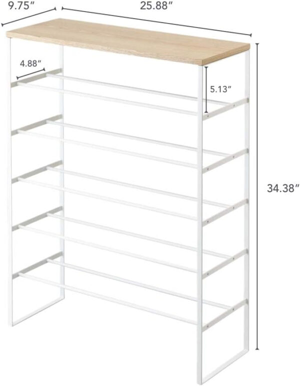 6887ba8537c365a20acb78488c4184315e838e781d098e415f0a8.jpg Yamazaki Home 6 Tier Wood Top Shoe Rack Steel One Size Black