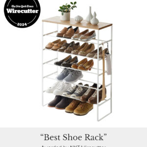 6887ba85f07fc7772c7f8f720577eee84d0355ec7bdb1c1136d1f.jpg Yamazaki Home 6 Tier Wood Top Shoe Rack Steel One Size Black