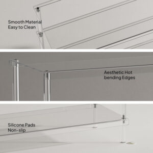 Aquiver 3-Tier Acrylic Shoe Rack - Modern Shoe Rack for Closet - Shoe Storage Organizer for Entryway, Bedroom, Living Room - 32.3'' L x 11.8'' W x 20.3'' H, Holds 12-16 Pairs of Shoes, Easy to Clean