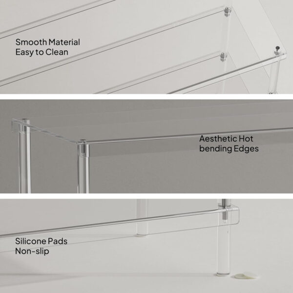 Aquiver 3-Tier Acrylic Shoe Rack - Modern Shoe Rack for Closet - Shoe Storage Organizer for Entryway, Bedroom, Living Room - 32.3'' L x 11.8'' W x 20.3'' H, Holds 12-16 Pairs of Shoes, Easy to Clean