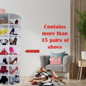 6887bcaf18cdda241fd014cf3e4e35c6c97713f80aa3f81ca0b76.jpg Original Rotating Shoe Rack Tower, Original 7-Tier Hold Over 35 Pairs of Shoes, Spinning Shoe Display Lazy Susan, Revolving 360 Shoe Rack Tower, Rotate Shoes Closet Organization.