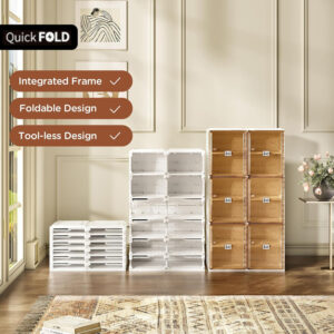 Shoe Organizer Storage Box, Portable Folding Shoe Rack For Closet With Magnetic Clear Door,Large Sneaker Cabinet Bins Sturdy Easy Assembly 10 Layers-20 Grids