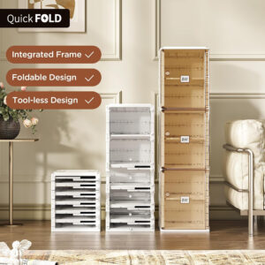 Shoe Organizer Storage Box, Portable Folding Shoe Rack For Closet With Magnetic Clear Door,Large Sneaker Cabinet Bins Sturdy Easy Assembly 10 Layers-20 Grids