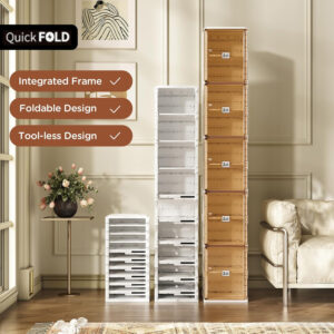 Shoe Organizer Storage Box, Portable Folding Shoe Rack For Closet With Magnetic Clear Door,Large Sneaker Cabinet Bins Sturdy Easy Assembly 10 Layers-20 Grids
