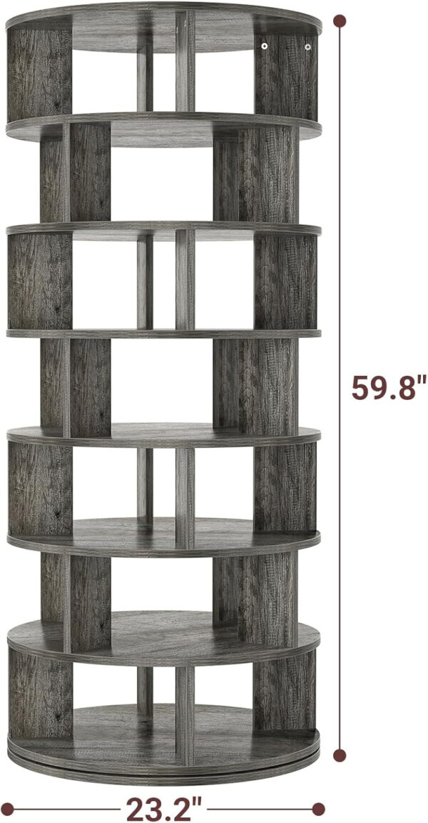 Aheaplus Rotating Shoe Rack, 5-Tier Wood Shoe Organizer for Closet, 360° Spinning Shoe Rack Tower Space-Saving Shoe Storage Shelf for Entryway, Garage, Bedroom, Rustic Brown