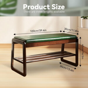Solid Wood Bench, Entryway Shoe Rack Bench with Cushion, 2 Tier Shoe Cabinet with Bench Organizer for Hallway Living Room