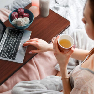 Vaunn Medical Adjustable Overbed Bedside Table With Wheels (Hospital and Home Use)