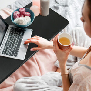 Vaunn Medical Adjustable Overbed Bedside Table With Wheels (Hospital and Home Use)