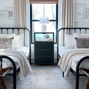 BOLUO White Nightstand with Charging Station, LED Night Stand with 2 Fabric Drawers, Bedside Table with USB Ports and Outlets, Nightstand for Bedroom Modern