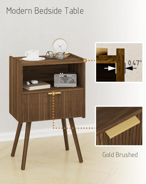 6887c4e7d2604fe87f8a0c3fbabf1069ffed236b2053de707ba9e.jpg Nightstand,Modern Bedside Table with Storage Drawer and Open Wood Shelf, for Living Room, Bedroom and Small Spaces, Accent Night Stand with Solid Wood Legs, Easy Assembly,Walnut Brown