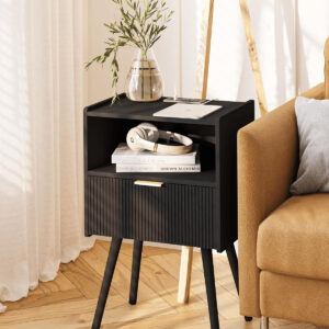 6887c4f3bd58ba070dd5ac7adc91dc4450e4933bd587fc15edd2b.jpg Nightstand,Modern Bedside Table with Storage Drawer and Open Wood Shelf, for Living Room, Bedroom and Small Spaces, Accent Night Stand with Solid Wood Legs, Easy Assembly,Walnut Brown