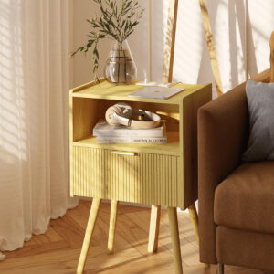 6887c4fd6ca61efb2a84b1c5cede5e71fa27589bd3e7f14b966f9.jpg Nightstand,Modern Bedside Table with Storage Drawer and Open Wood Shelf, for Living Room, Bedroom and Small Spaces, Accent Night Stand with Solid Wood Legs, Easy Assembly,Walnut Brown