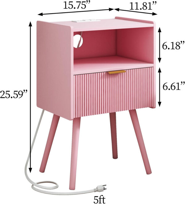 6887c5006543371523cb6ce1905ff5a323d802aef14f262401f66.jpg Nightstand,Modern Bedside Table with Storage Drawer and Open Wood Shelf, for Living Room, Bedroom and Small Spaces, Accent Night Stand with Solid Wood Legs, Easy Assembly,Walnut Brown