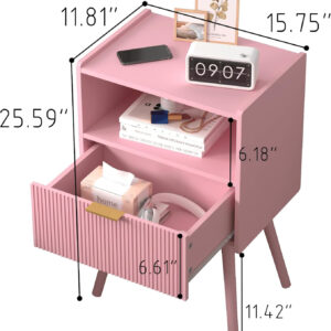 6887c508ac6438db22ebe10b721d0a6fcf1eef58b8837d44d0c00.jpg Nightstand,Modern Bedside Table with Storage Drawer and Open Wood Shelf, for Living Room, Bedroom and Small Spaces, Accent Night Stand with Solid Wood Legs, Easy Assembly,Walnut Brown