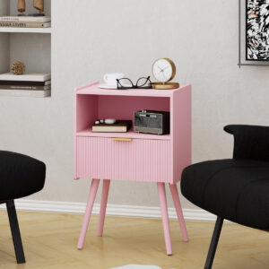6887c50f23061f3c76ddb67554226474eb9442401d60f05a66939.jpg Nightstand,Modern Bedside Table with Storage Drawer and Open Wood Shelf, for Living Room, Bedroom and Small Spaces, Accent Night Stand with Solid Wood Legs, Easy Assembly,Walnut Brown