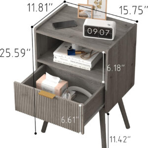 6887c51e7321873b844df042f3bb42a1c45d8ad8a9e35c8354236.jpg Nightstand,Modern Bedside Table with Storage Drawer and Open Wood Shelf, for Living Room, Bedroom and Small Spaces, Accent Night Stand with Solid Wood Legs, Easy Assembly,Walnut Brown