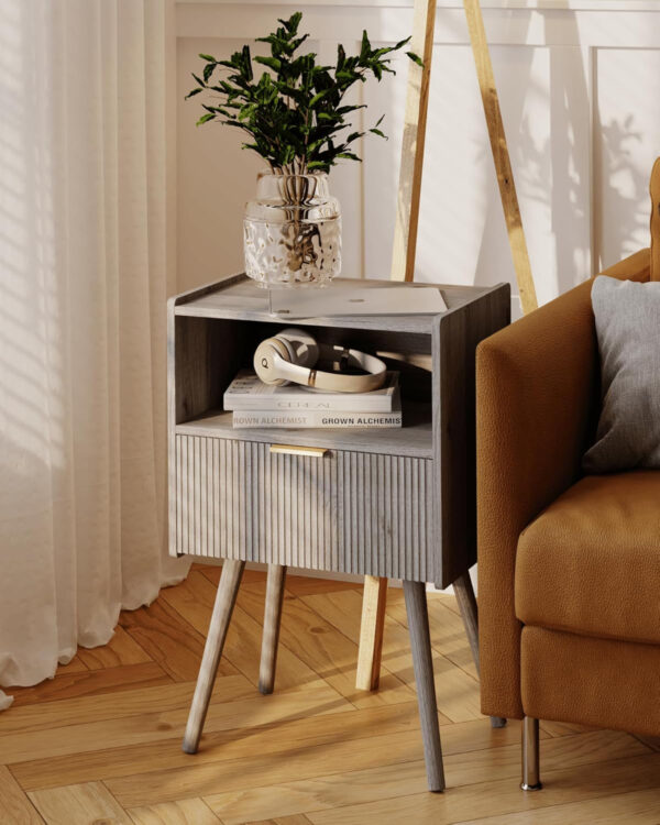 6887c5222030de6286d248c4e4e3113de00770d41d3baf32a8e75.jpg Nightstand,Modern Bedside Table with Storage Drawer and Open Wood Shelf, for Living Room, Bedroom and Small Spaces, Accent Night Stand with Solid Wood Legs, Easy Assembly,Walnut Brown