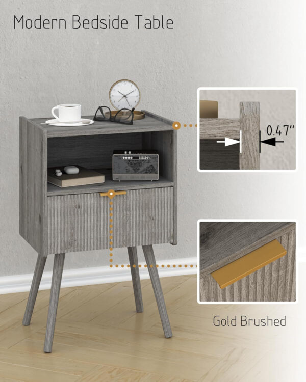 6887c523461620e5bbabefb5923d435d0fd3ba1975aa6b9a9c822.jpg Nightstand,Modern Bedside Table with Storage Drawer and Open Wood Shelf, for Living Room, Bedroom and Small Spaces, Accent Night Stand with Solid Wood Legs, Easy Assembly,Walnut Brown