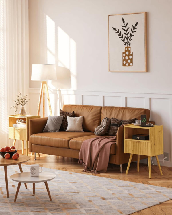 6887c5282efaf0380fde09b1fd780ddf4d90dd0b31ab97cdc8f7b.jpg Nightstand,Modern Bedside Table with Storage Drawer and Open Wood Shelf, for Living Room, Bedroom and Small Spaces, Accent Night Stand with Solid Wood Legs, Easy Assembly,Walnut Brown