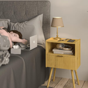 6887c52a895985cc87d8d010cf26488ac7df4db4bf813927e641e.jpg Nightstand,Modern Bedside Table with Storage Drawer and Open Wood Shelf, for Living Room, Bedroom and Small Spaces, Accent Night Stand with Solid Wood Legs, Easy Assembly,Walnut Brown