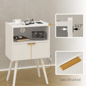 6887c534489abf42bbbc162021be66100c18fb9cf135a6347d7b5.jpg Nightstand,Modern Bedside Table with Storage Drawer and Open Wood Shelf, for Living Room, Bedroom and Small Spaces, Accent Night Stand with Solid Wood Legs, Easy Assembly,Walnut Brown