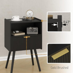 6887c544eee47074ef6fbaa8b8b4ba745456be48bd8632a258247.jpg Nightstand,Modern Bedside Table with Storage Drawer and Open Wood Shelf, for Living Room, Bedroom and Small Spaces, Accent Night Stand with Solid Wood Legs, Easy Assembly,Walnut Brown