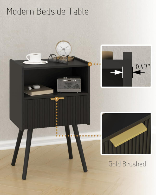 6887c544eee47074ef6fbaa8b8b4ba745456be48bd8632a258247.jpg Nightstand,Modern Bedside Table with Storage Drawer and Open Wood Shelf, for Living Room, Bedroom and Small Spaces, Accent Night Stand with Solid Wood Legs, Easy Assembly,Walnut Brown