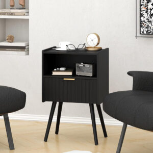 6887c547926d1dfec08e67cfda4077fff43f70d80215b0f85b1c4.jpg Nightstand,Modern Bedside Table with Storage Drawer and Open Wood Shelf, for Living Room, Bedroom and Small Spaces, Accent Night Stand with Solid Wood Legs, Easy Assembly,Walnut Brown